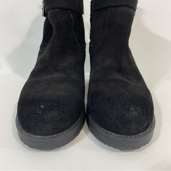 Vintage Foundry Charmine Black Suede Buckle Moto Goth Leather Ankle Boots Size 7 - Picture 8 of 12
